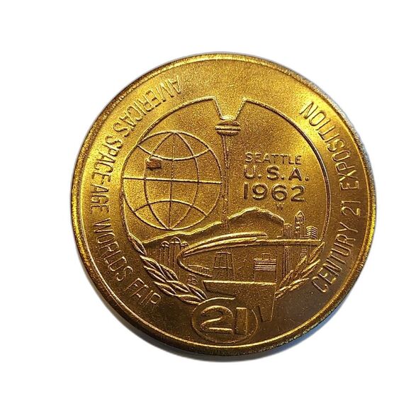 1962 World's Fair Century 21 Exposition One Dollar Coin - Picture 1 of 10